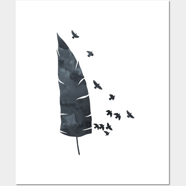 Black Feather And Birds Wall Art by TheJollyMarten